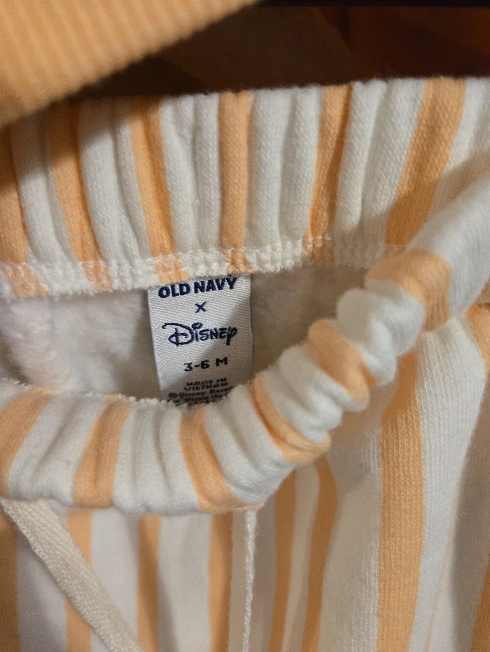 Old Navy Girls Peach and White Striped Sweat Suit with Disney Tag